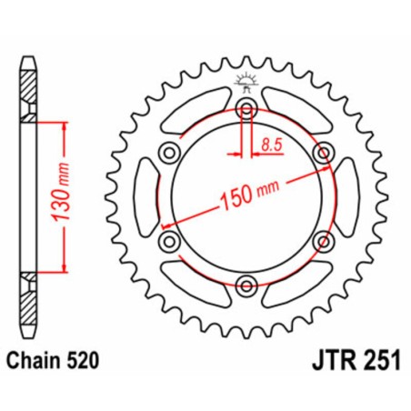 Corona JT 251 de acero con 49 dientes