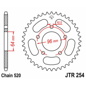 Corona JT SPROCKETS acero estándar 254 - Paso 520
