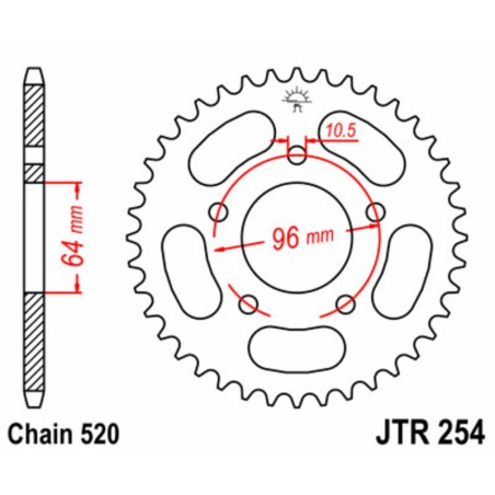 Corona JT SPROCKETS acero estándar 254 - Paso 520
