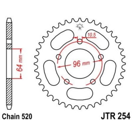 Corona JT 254 de acero con 50 dientes
