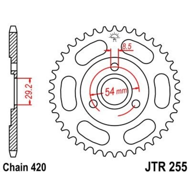 Corona JT 255 de acero con 35 dientes