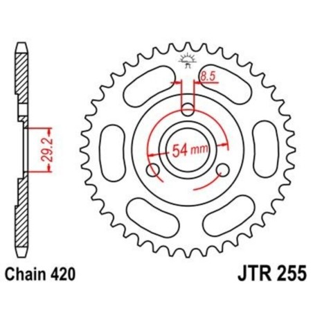 Corona JT 255 de acero con 35 dientes