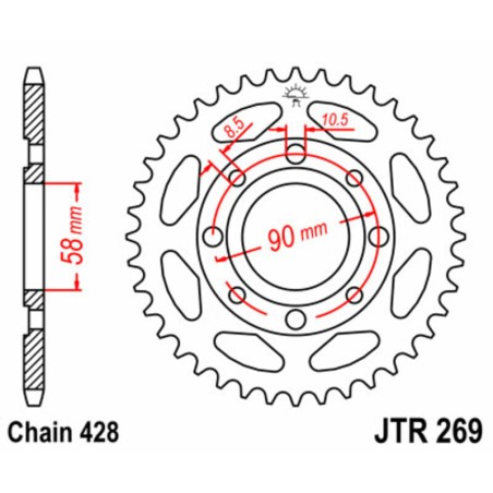 Corona JT SPROCKETS acero estándar 269 - Paso 428