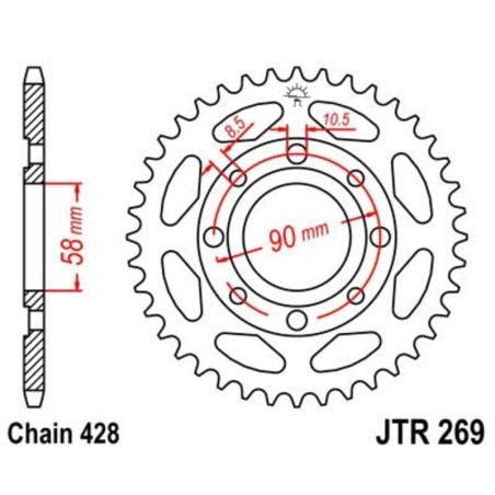 Corona JT 269 de acero con 56 dientes
