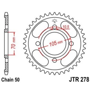Corona JT 278 de acero con 37 dientes