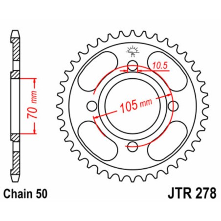 Corona JT SPROCKETS acero estándar 278 - Paso 530
