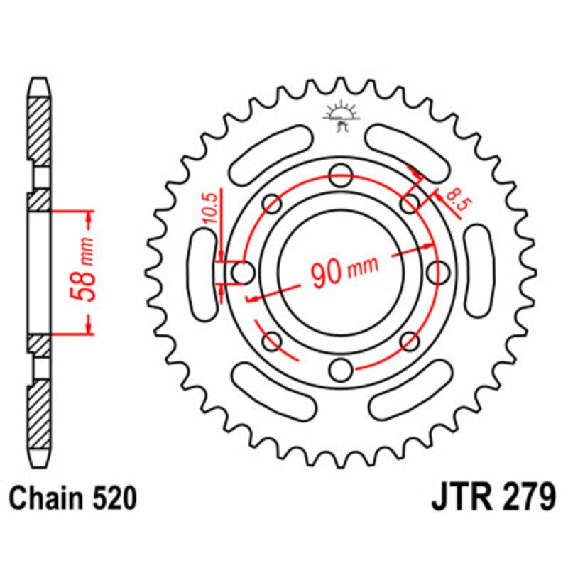 Corona JT SPROCKETS acero estándar 279 - 520