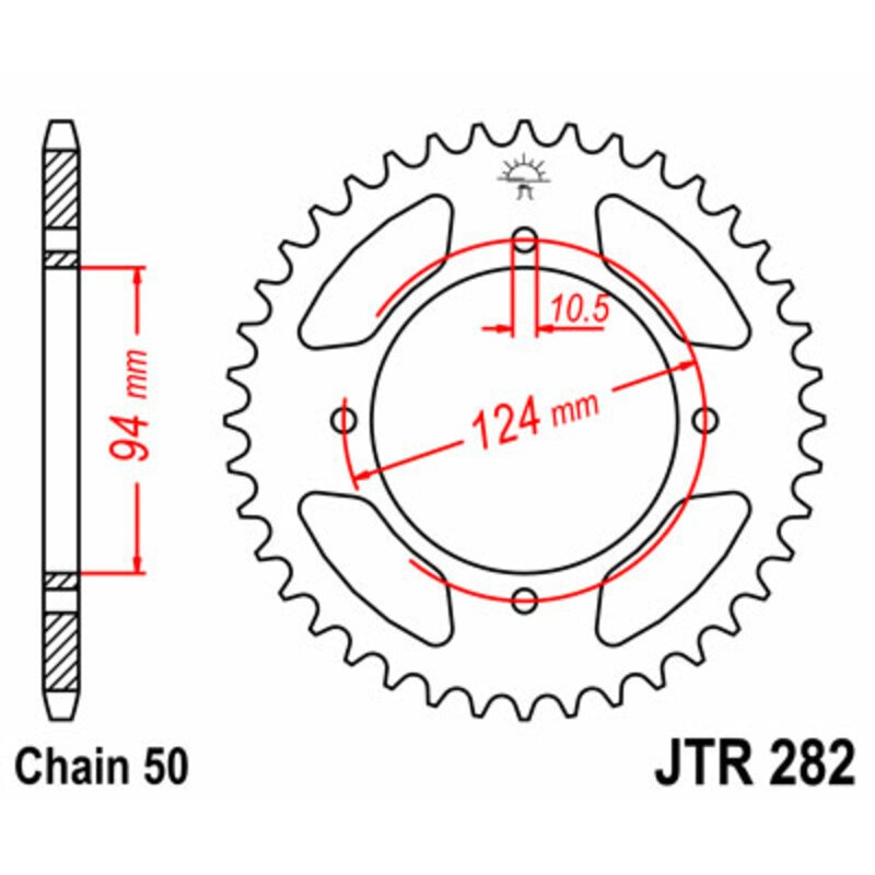 Corona JT SPROCKETS acero estándar 282 - Paso 530