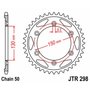 Corona JT SPROCKETS acero estándar 298 - Paso 530