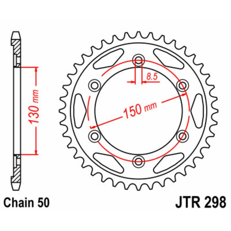 Corona JT SPROCKETS acero estándar 298 - Paso 530