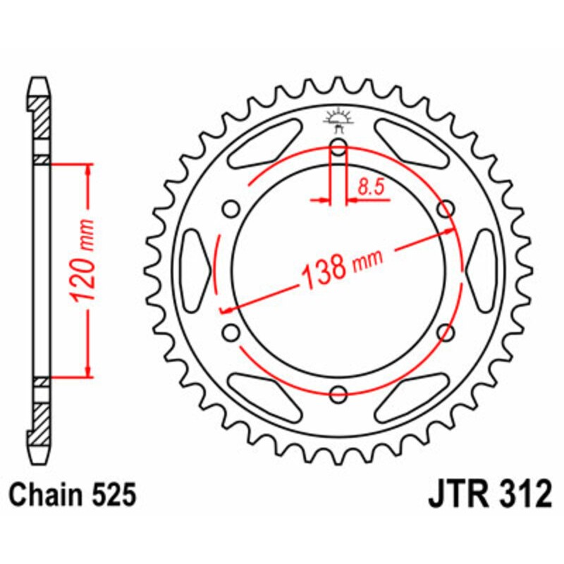 Corona JT SPROCKETS acero estándar 312 - Paso 525