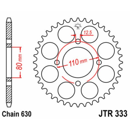 Corona JT SPROCKETS acero estándar 333 - Paso 630