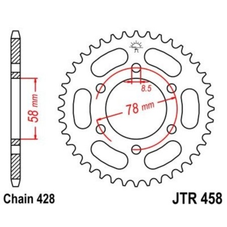 Corona JT 458 de acero con 36 dientes