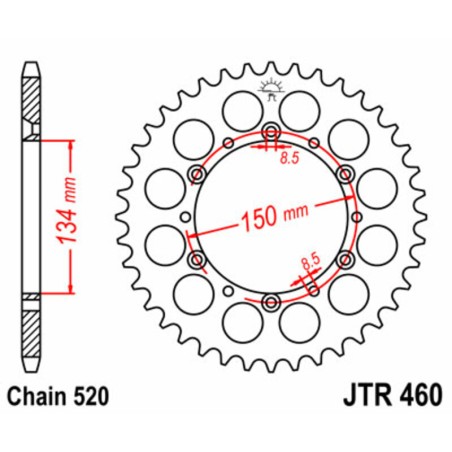 Corona JT 460 de acero con 50 dientes