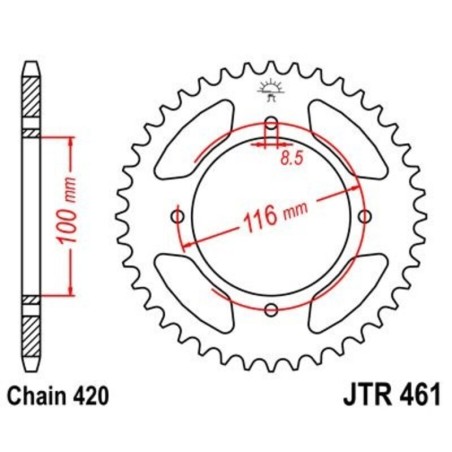 Corona JT 461 de acero con 49 dientes