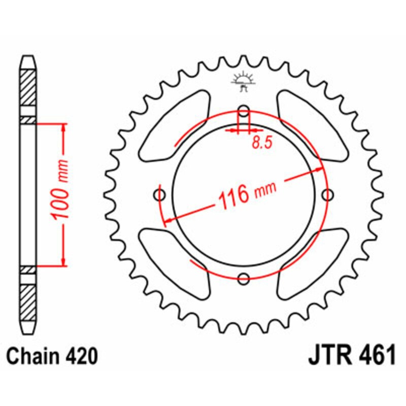 Corona JT 461 de acero con 51 dientes