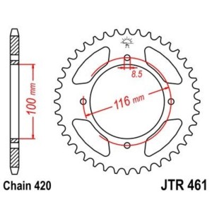 Corona JT 461 de acero con 54 dientes