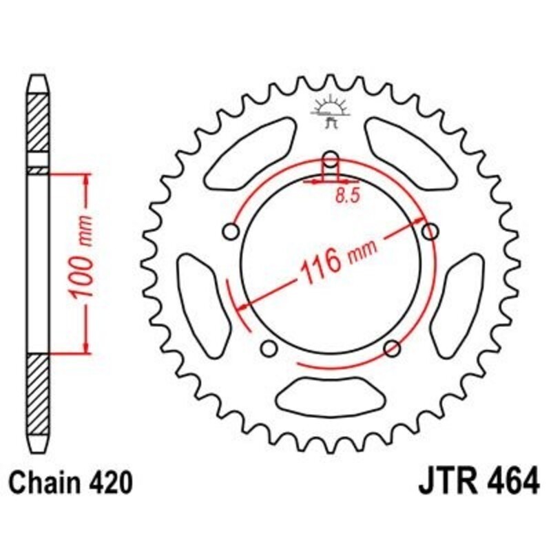 Corona JT 464 de acero con 49 dientes
