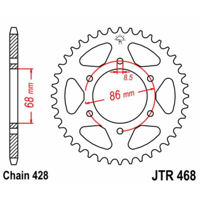 Corona JT SPROCKETS acero estándar 468 - Paso 428