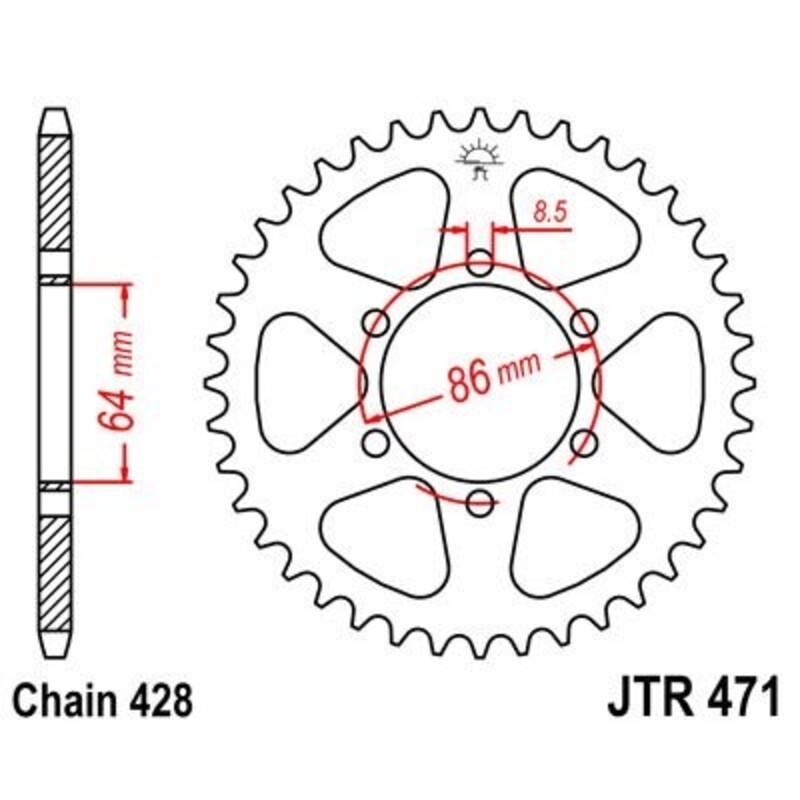 Corona JT 471 de acero con 45 dientes