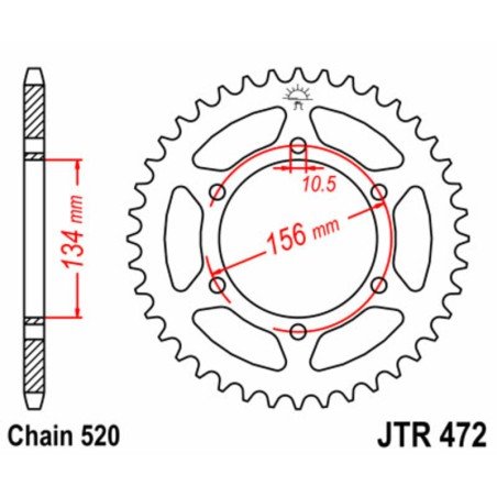 Corona JT SPROCKETS acero estándar 472 - Paso 520
