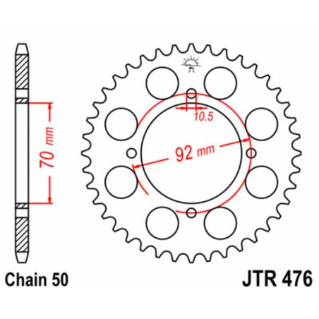 Corona JT 476 de acero con 35 dientes