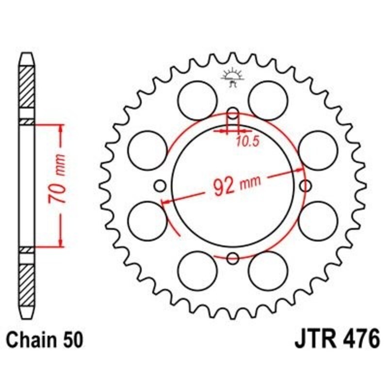 Corona JT 476 de acero con 41 dientes
