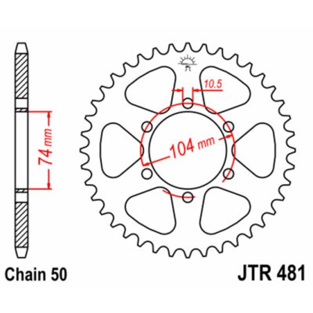 Corona JT SPROCKETS acero estándar 481 - Paso 530