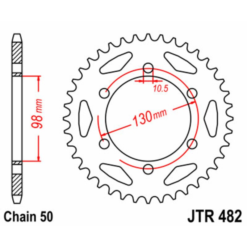 Corona JT SPROCKETS acero estándar 482 - Paso 530