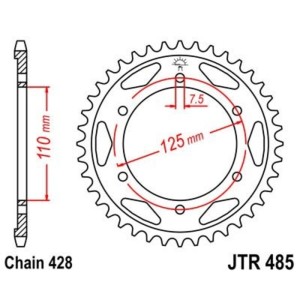 Corona JT 485 de acero con 46 dientes