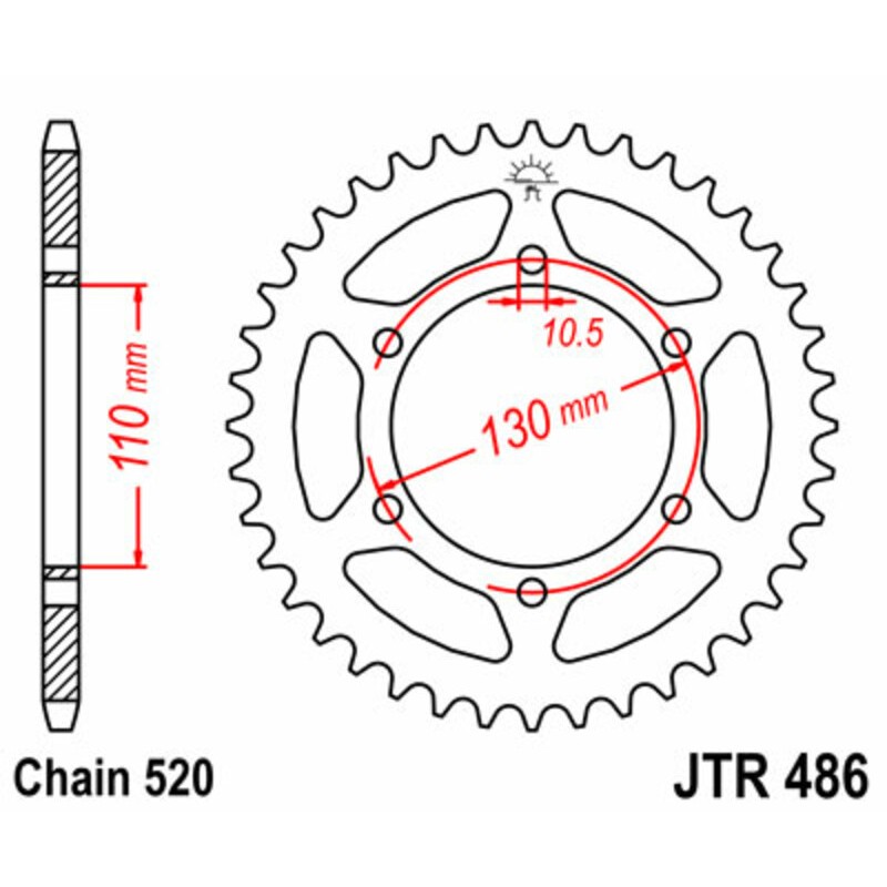 Corona JT SPROCKETS acero estándar 486 - Paso 520