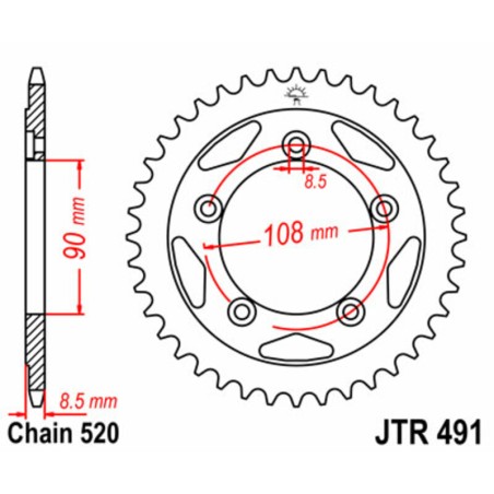 Corona JT 491 de acero con 38 dientes