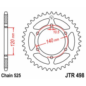 Corona JT SPROCKETS acero estándar 498 - Paso 525