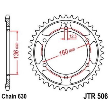 Corona JT 506 de acero con 40 dientes