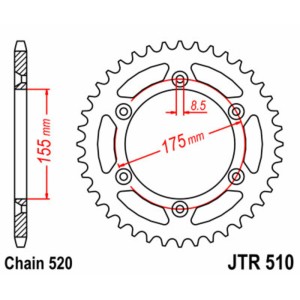 Corona JT SPROCKETS acero estándar 510 - Paso 520