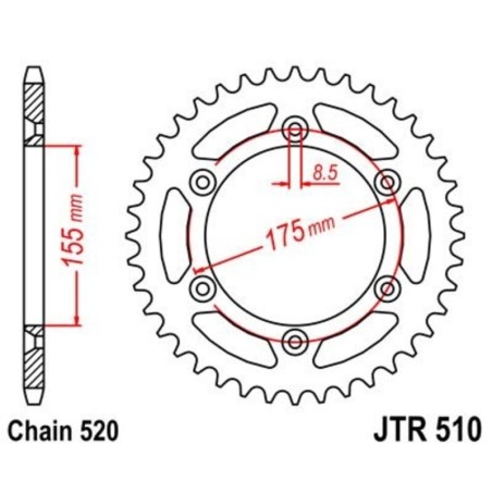 Corona JT 510 de acero con 52 dientes