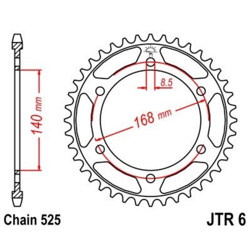 Corona JT 6 de zinc negro con 42 dientes