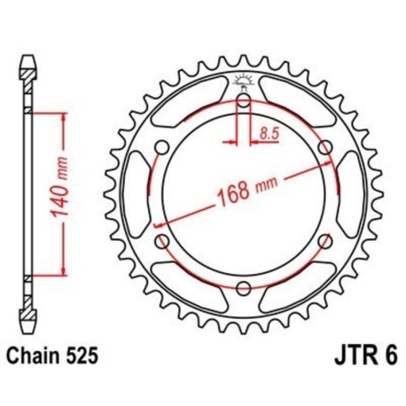 Corona JT 6 de zinc negro con 42 dientes
