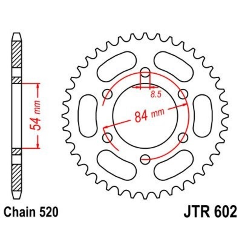 Corona JT 602 de acero con 44 dientes