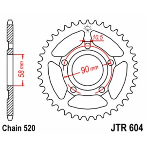 Corona JT SPROCKETS acero estándar 604 - Paso 520