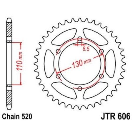 Corona JT 606 de acero con 43 dientes