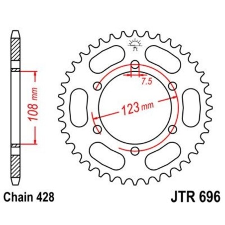 Corona JT 696 de acero con 49 dientes