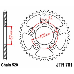Corona JT SPROCKETS acero estándar 701 - Paso 520