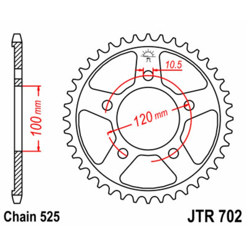 Corona JT SPROCKETS acero estándar 702 - Paso 525