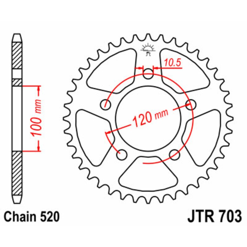 Corona JT SPROCKETS acero estándar 703 - Paso 520