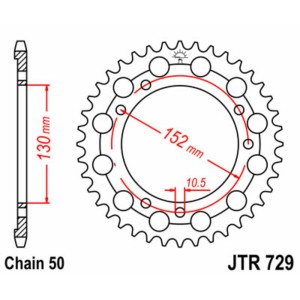 Corona JT SPROCKETS acero estándar 729 - Paso 530
