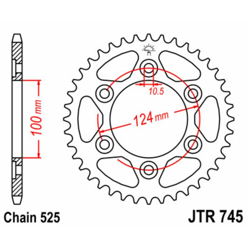 Corona JT SPROCKETS acero estándar 745 - Paso 525
