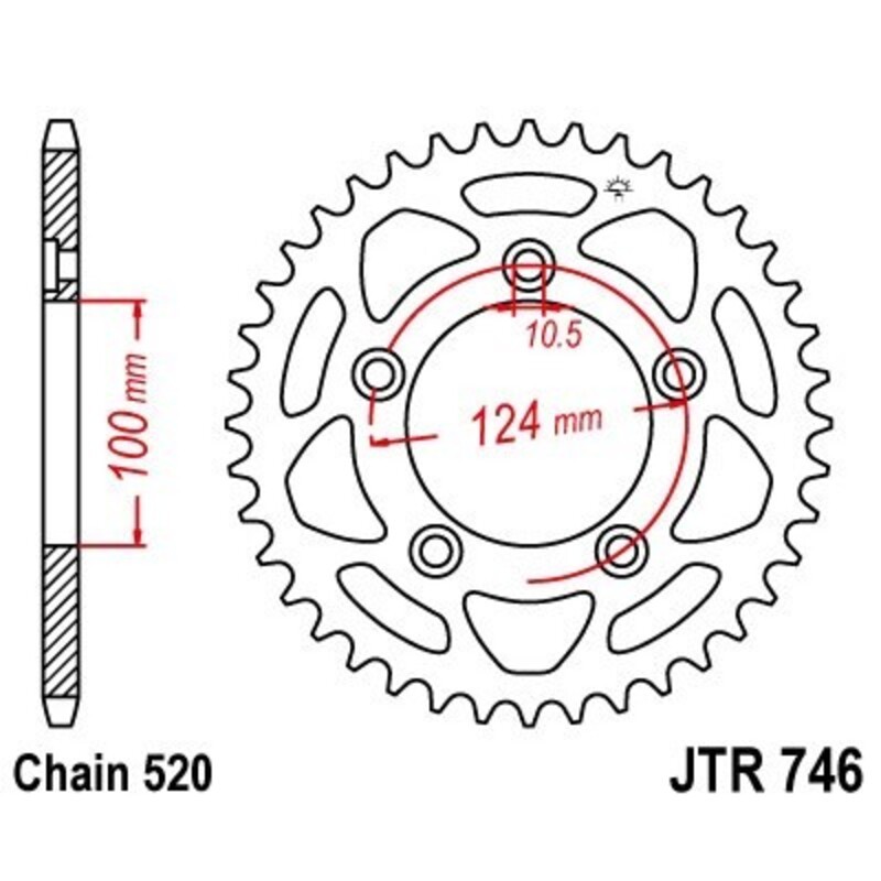 Corona JT 746 de acero con 43 dientes