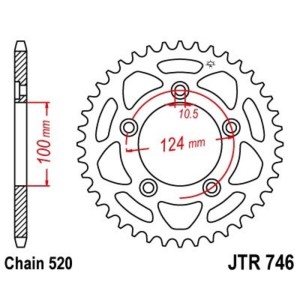 Corona JT SPROCKETS acero estándar 752 - Paso 525 - Requiere portac...
