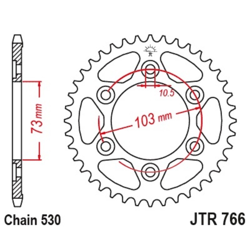Corona JT 530 de acero con 43 dientes